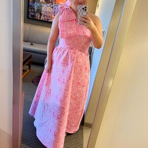 Abbey Glass Caroline Pink Jaquard Dress